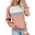 thumbnail image 1 of GigrtiJin Womens Casual Sweatshirts Fall Round Neck Color Block Tops Long Sleeves Loose Blouses with Pocket, 1 of 5