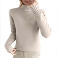 thumbnail image 1 of GigrtiJin Womens Casual Wool Knitted Sweater Mock Neck Long Sleeved Thick Velvet Solid Color Pullover Sweaters Tops, 1 of 2