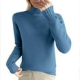 thumbnail image 1 of GigrtiJin Womens Casual Wool Knitted Sweater Mock Neck Long Sleeved Thick Velvet Solid Color Pullover Sweaters Tops, 1 of 2