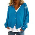 thumbnail image 1 of GigrtiJin Womens Christmas Snowflake Print Jackets Long Sleeved Cardigan Plush Button down V-Neck Casual Coats, 1 of 5