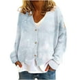 thumbnail image 1 of GigrtiJin Womens Christmas Snowflake Print Jackets Long Sleeved Cardigan Plush Button down V-Neck Casual Coats, 1 of 5