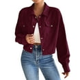 thumbnail image 1 of GigrtiJin Womens Cropped Cardigan Coats Fashion Casual Solid Color Lapel Long Sleeved Button down Jacket with Pockets, 1 of 6
