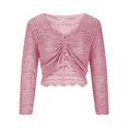 thumbnail image 1 of GigrtiJin Womens Drawstring Crop Knit Top Long Sleeve V-Neck Crochet Ruched Pullover Top Solid Color Comfy Loose Blouse, 1 of 4