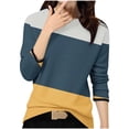 thumbnail image 1 of GigrtiJin Womens Fall Colorblock Tops Long Sleeved Round Neck Casual Pullover Blouse Fashion Comfy Loose T-Shirt, 1 of 4