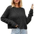 thumbnail image 1 of GigrtiJin Womens Fall Crop Sweater Tops Long Sleeve Round Neck Pullover Sweater Going out Casual Solid Color Blouses, 1 of 5