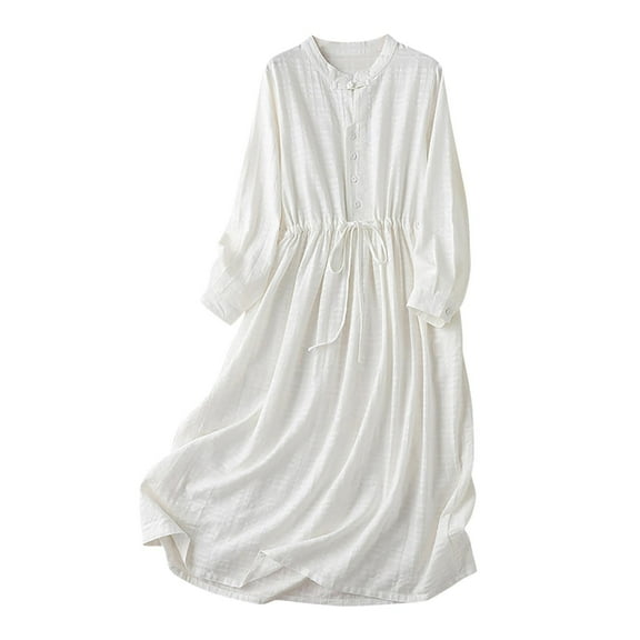 GigrtiJin Womens Fall Dresses Long Sleeve Button down Maxi Long Dress Trendy Loose Solid Color Dresses with Belt