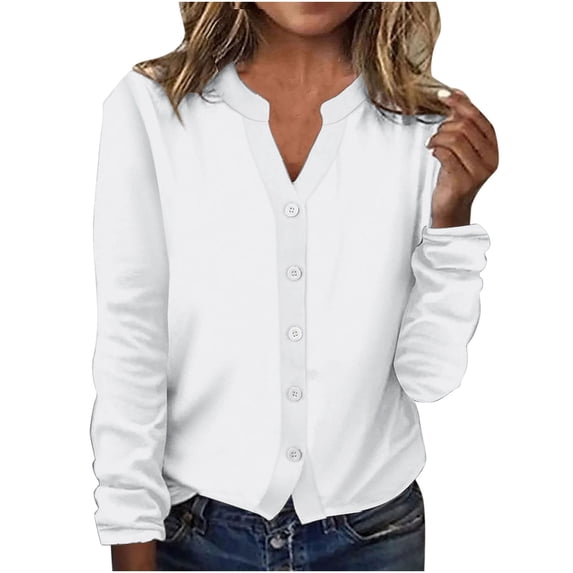 GigrtiJin Womens Fall Long Sleeves Tops V-Neck Open Front Solid Color Coats Casual Outwear Loose Jackets