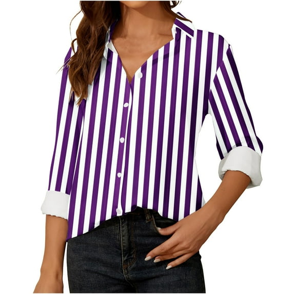 GigrtiJin Womens Fall Striped Shirts Long Sleeves Button down Fashion Casual Tops Comfy Loose Basic Cardigan Shirt
