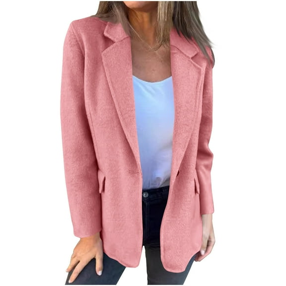GigrtiJin Womens Fall and Winter New Casual Jacket Coat Long Sleeves Cardigan Solid Color Lapel Fashion Coats