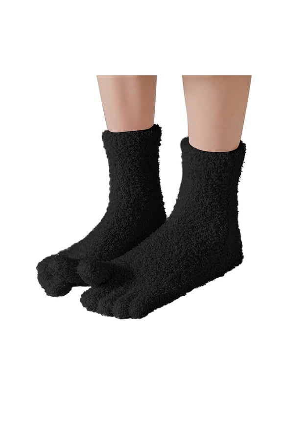 Womens Fuzzy Toe Socks Winter Warm Comfy Socks Five Toe Socks Compression Solid Color Casual Funny Tube Socks