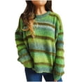 thumbnail image 1 of GigrtiJin Womens Gradient Striped Sweater Long Sleeves Crewneck Oversized Ribbed Knitted Pullover Sweaters Tops, 1 of 9