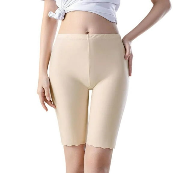 GigrtiJin Womens High Waisted Boyshort Underwear Seamless Wave Edge Solid Color Gym Panties Tight Strench Underpants