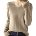 thumbnail image 1 of GigrtiJin Womens Knitted Pullover Sweater Solid Color Long Sleeved V-Neck Sweaters Top Casual Soft Warm Loose Blouse, 1 of 3