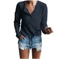 thumbnail image 1 of GigrtiJin Womens Knitted Tunic Tops Loose Long Sleeve Button up V Neck Shirts Casual Comfy Solid Color Blouses, 1 of 6