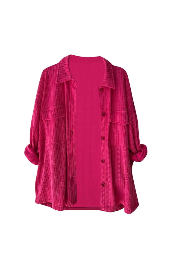 Womens Long Sleeve Button down Shirts Solid Color Fashion Casual Collared Cardigan Tops with Pocket