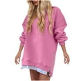 thumbnail image 1 of GigrtiJin Womens Long Sleeve Sweatshirt Dress Casual Pullover Zipper Slit Mini Dresses Fashion Loose Lightweight Dresses, 1 of 6