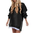 thumbnail image 1 of GigrtiJin Womens Long Sleeve Sweatshirt Dress Casual Pullover Zipper Slit Mini Dresses Fashion Loose Lightweight Dresses, 1 of 8