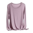 thumbnail image 1 of GigrtiJin Womens Long Sleeve T Shirts Casual Comfy Crew Neck Undershirt Plus Size Solid Color Basic Comfy Tops, 1 of 2