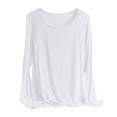 thumbnail image 1 of GigrtiJin Womens Long Sleeve T Shirts Casual Comfy Crew Neck Undershirt Plus Size Solid Color Basic Comfy Tops, 1 of 2