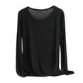 thumbnail image 1 of GigrtiJin Womens Long Sleeve T Shirts Casual Comfy Crew Neck Undershirt Plus Size Solid Color Basic Comfy Tops, 1 of 2
