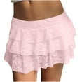 thumbnail image 1 of GigrtiJin Womens Mini Skirt Solid Color High-Waisted Double-Layer Short Skirt Ladies Casual Ruffled Hem Skirts, 1 of 6