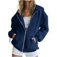 thumbnail image 1 of GigrtiJin Womens Outdoor Sport Sweatshirt Solid Color Hooded Drawstring Zip Up Long Sleeve Blouse with Pocket Loose Casual Hoodies, 1 of 7