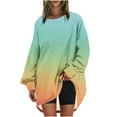 thumbnail image 1 of GigrtiJin Womens Oversize Gradient Sweatshirt Long Sleeves Round Neck Pullover Blouses Casual Loose Basic Tops, 1 of 5