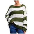 thumbnail image 1 of GigrtiJin Womens Oversized Sweater Winter Striped Colorblock Fashion Long Sleeve Sweaters Round Neck Pullover Tops, 1 of 5