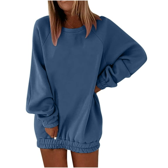 GigrtiJin Womens Oversized Sweatshirt Dress Fleece Crewneck Long Sleeve Pullover Tops Casual Comfy Loose Clothes
