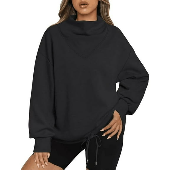 GigrtiJin Womens Oversized Sweatshirt Solid Color Turtleneck Long Sleeve Pullover Tops Fashion Casual Loose Blouse