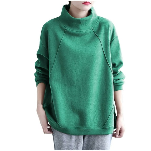 GigrtiJin Womens Oversized Sweatshirts Solid Color Turtleneck Fleece Pullover Tops Loose Warm Comfy Sweatshirt
