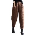thumbnail image 1 of GigrtiJin Womens Padded Quilted Pants Fall Winter Warm Casual Wide Leg Pants Elastic Waist Trousers with Pockets, 1 of 5