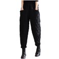 thumbnail image 1 of GigrtiJin Womens Padded Quilted Pants Fall Winter Warm Casual Wide Leg Pants Elastic Waist Trousers with Pockets, 1 of 7