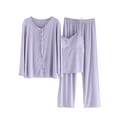 thumbnail image 1 of GigrtiJin Womens Pajama Sets 3 Piece Outfits Long Sleeve Button down Shirts and Built in Bras Cami Tank Tops with Pants, 1 of 7