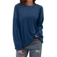 thumbnail image 1 of GigrtiJin Womens Plus Size Corduroy Shirts Long Sleeves Round- Neck Pullover Blouse Casual Loose Solid Color Basic Tops, 1 of 7