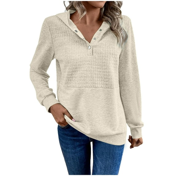 GigrtiJin Womens Plus Size Hoodies Long Sleeve Solid Color Sweatshirts Fall Comfy Button Fashion Pullover Tops