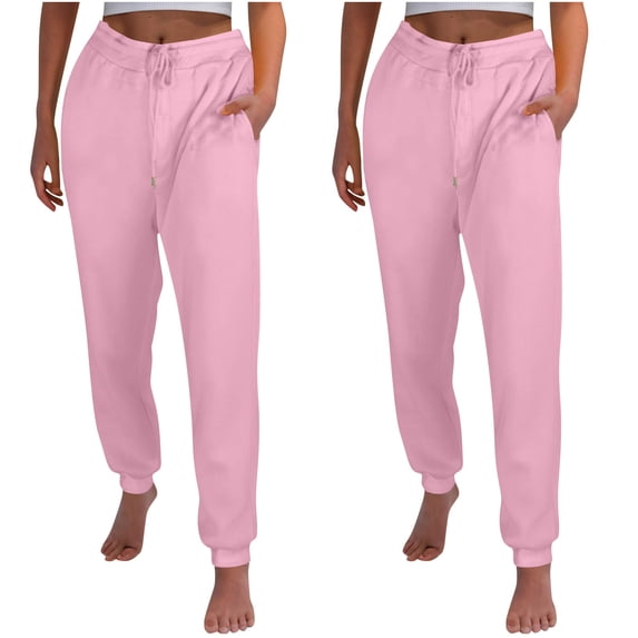 GigrtiJin Womens Plus Size Multipack Sport Sweatpants Solid Color Drawstring Casual Pants with Pocket Baggy Running Trousers 2 Pack