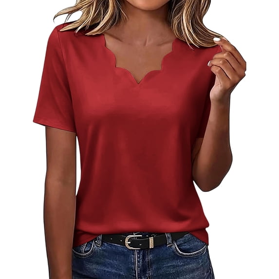 GigrtiJin Womens Plus Size T Shirts V Neck Loose Pull On Short Sleeve Tops Trendy Casual Solid Color Lightweight Outdoor Tees