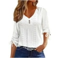 thumbnail image 1 of GigrtiJin Womens Plus Size V Neck T Shirts Casual 3/4 Length Puff Sleeve Tops Fashion Comfy Button Loose Blouses, 1 of 5