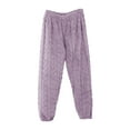 thumbnail image 1 of GigrtiJin Flannel Thicken Pajama Pants for Women Solid Color Cable Knitted Cinch Bottom Pants Winter Thermal Comfy Sleeping Pants, 1 of 4