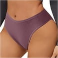 thumbnail image 1 of GigrtiJin Womens Ribbed Panties Solid Color No Show Mid Rise Briefs Sweerproof Comfortable Underwear, 1 of 7