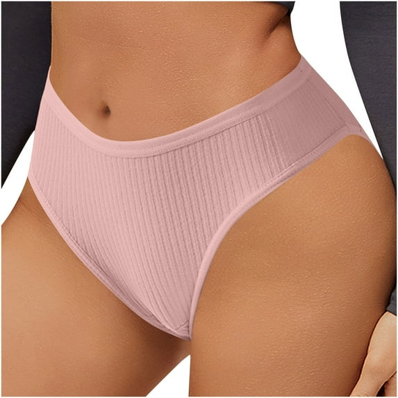 GigrtiJin Womens Ribbed Panties Solid Color No Show Mid Rise Briefs Sweerproof Comfortable Underwear
