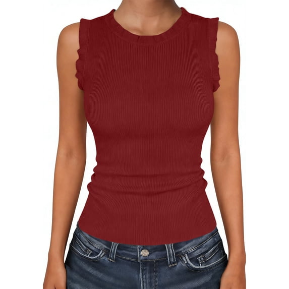 GigrtiJin Womens Scoop Neck Tank Tops Trendy Knit Dressy Casual Sleeveless Tops Slimming Solid Color Outdoors Tank Tops
