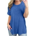 thumbnail image 1 of GigrtiJin Womens Short Sleeve Tops Casual Solid Color Round Neck T-Shirt Loose Comfy Basic Summer Blouse, 1 of 9