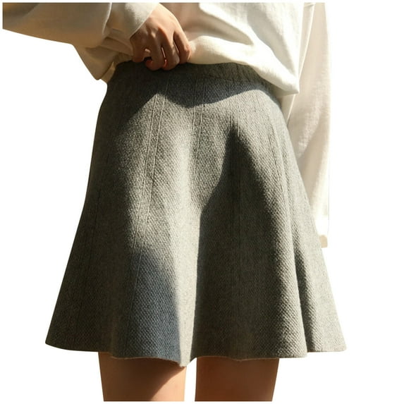GigrtiJin Womens Spring Fall Mini Skirts Knit High Waisted A-Line Short Skirt Solid Color Pleated Club Party Skirts