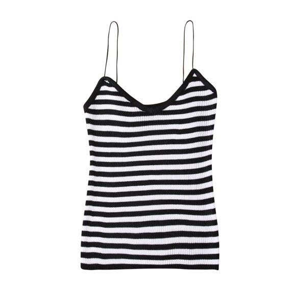GigrtiJin Womens Striped Print Camisole Sleeveless Tank Top Slim Crop Vest Top Knit V-Neck Basic Cami Shirts