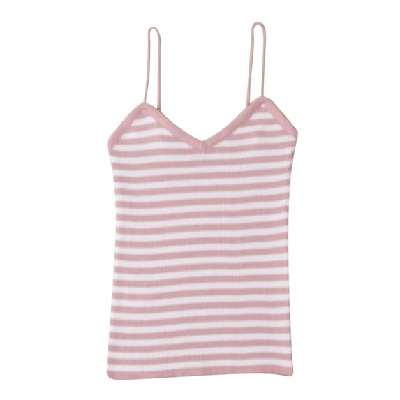 GigrtiJin Womens Striped Print Camisole Sleeveless Tank Top Slim Crop Vest Top Knit V-Neck Basic Cami Shirts