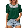 thumbnail image 1 of GigrtiJin Womens Summer Casual Tops Ruffle Short Sleeve Casual Solid Shirts Hollow out Loose Work Comfy Blouses, 1 of 6