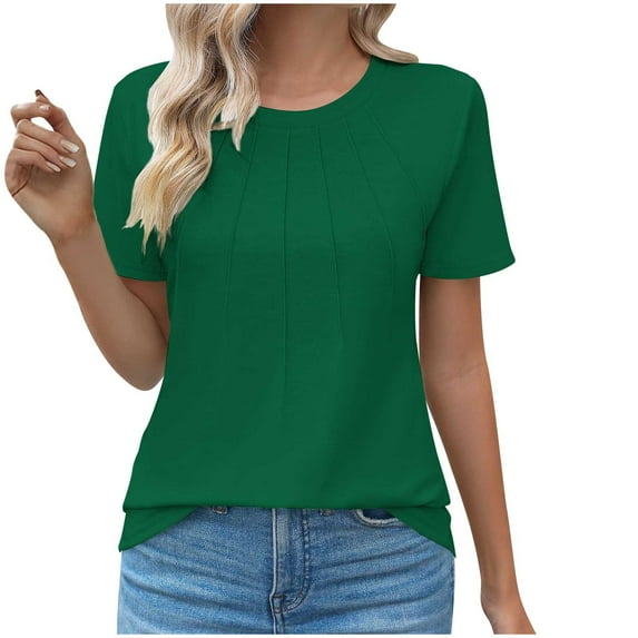 GigrtiJin Womens Summer Tops Solid Color Crew Neck Short Sleeve T-Shirt Loose Trendy Blouse