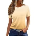 thumbnail image 1 of GigrtiJin Womens Trendy Casual Tops Gradient Color Short Sleeve Crew Neck T-Shirt Summer Fresh Althletic Blouse, 1 of 4